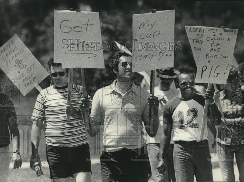 1977, State Patrolmen march during Wisconsin State Employee Strike - Historic Images