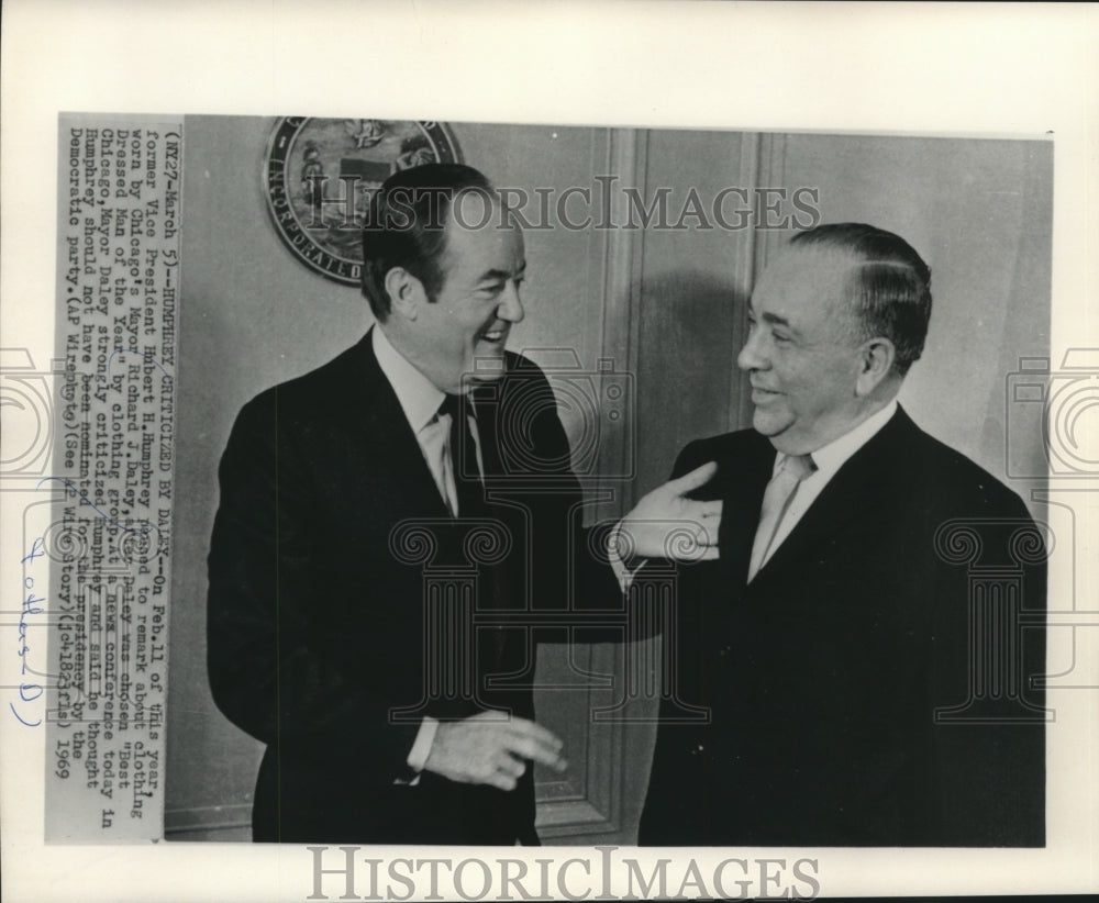 1969, Former Vice President Humphrey &amp; Chicago Mayor Richard Daley - Historic Images