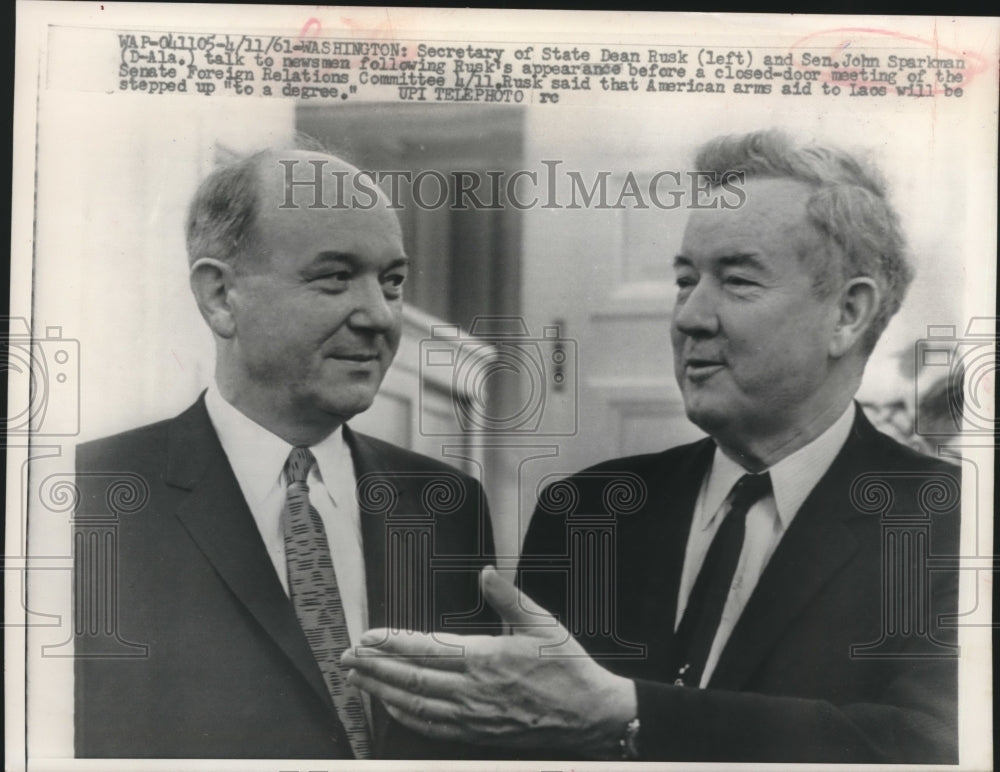 1964 Press Photo Secretary of State Dean Rusk and Senator John Sparkman - Historic Images