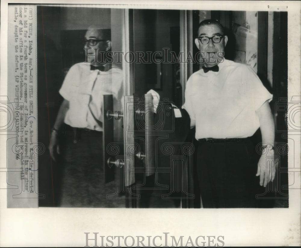 1966, Idaho Governor Robert Saylie at Statehouse office after defeat - Historic Images