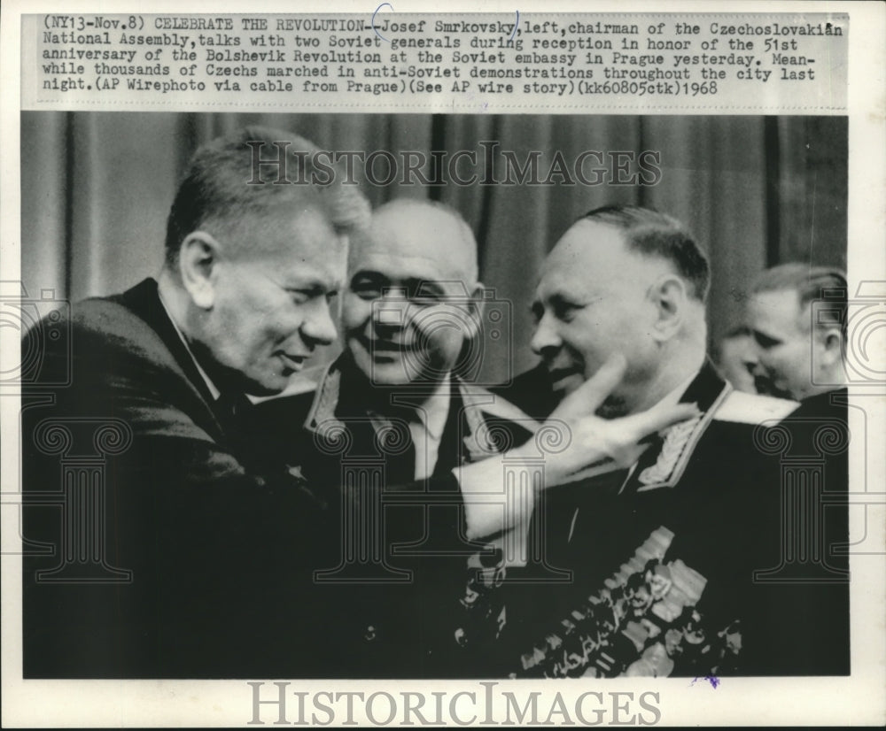 1968 Press Photo Josef Smrkovsky, Czechoslovakian National Assembly chairman - Historic Images