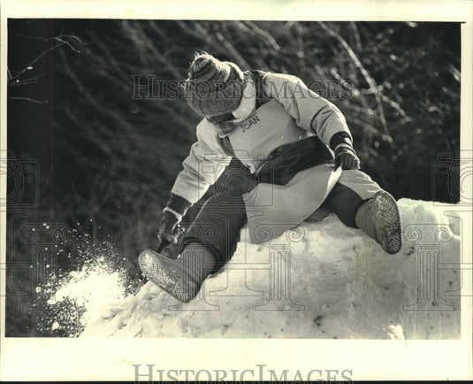 1988 Press Photo Joan Knuteson at 1988 U.S. Snow Sculpting Competition - Historic Images