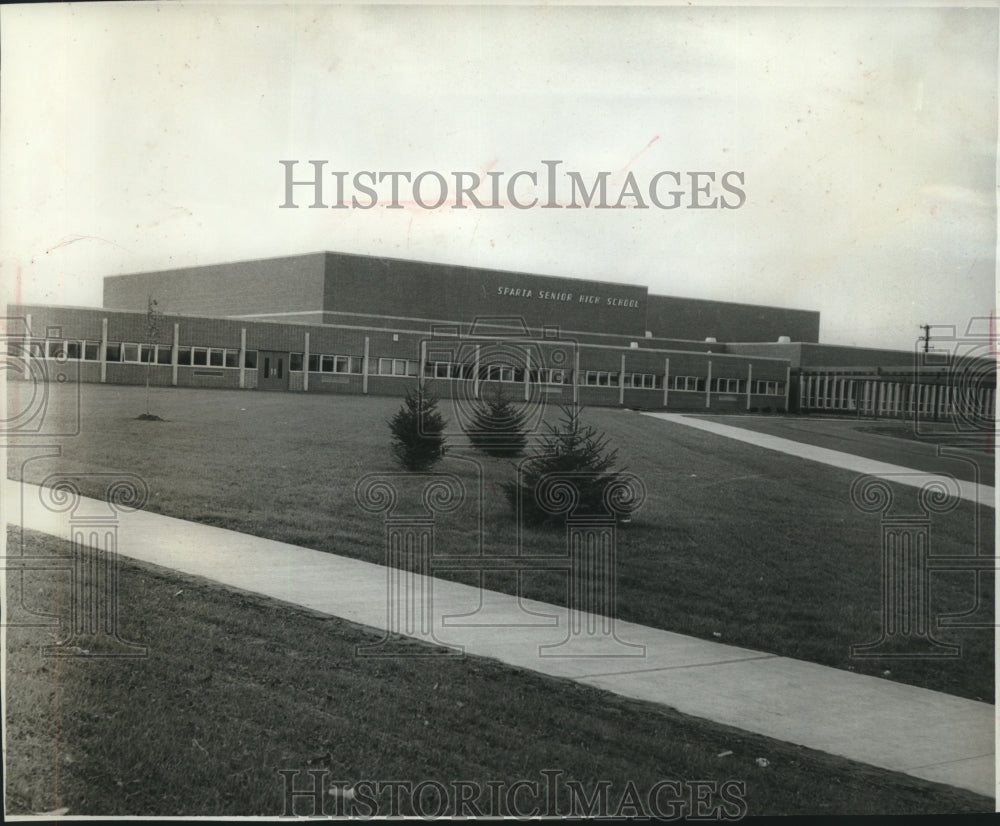 1962, A view of the new Sparta senior high school, Wisconsin. - Historic Images