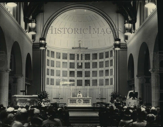 1953 Press Photo St. Paul's Episcopal Church was full for rededication services. - Historic Images