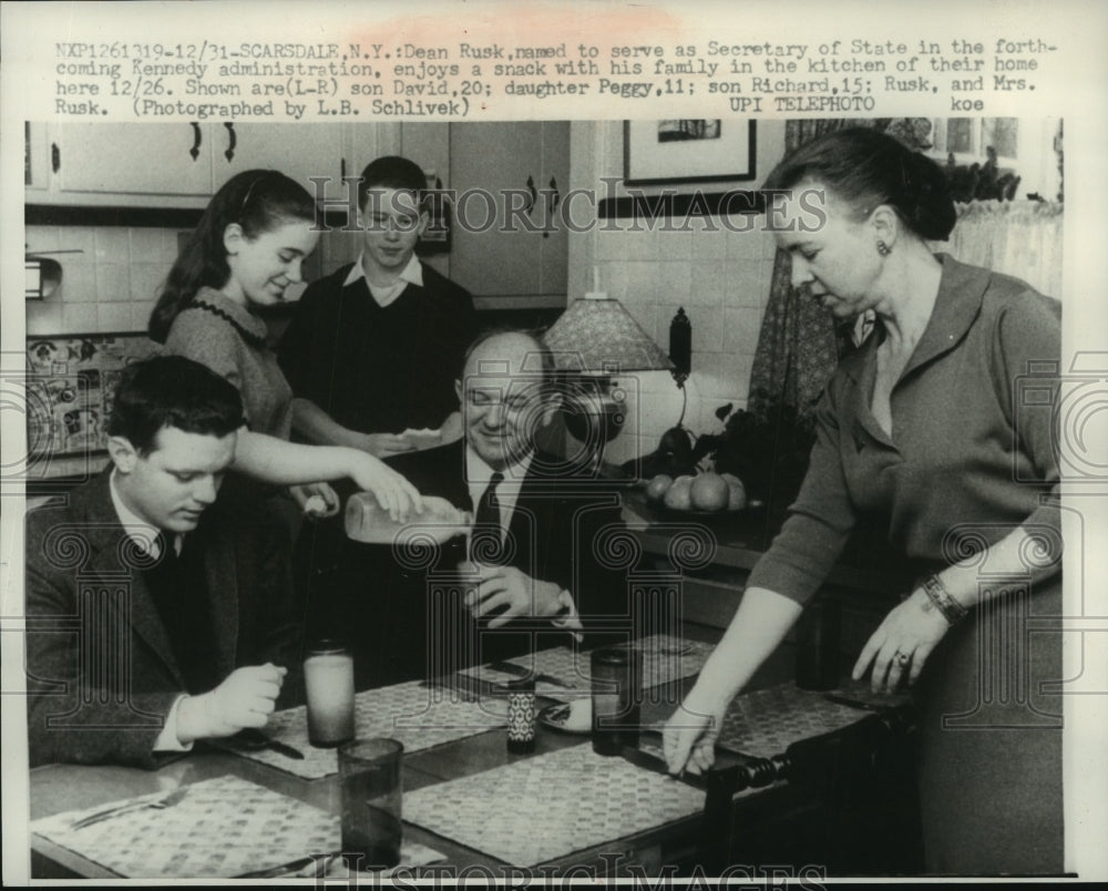 1960, US Secretary of State Dean Rusk at home in New York with family - Historic Images