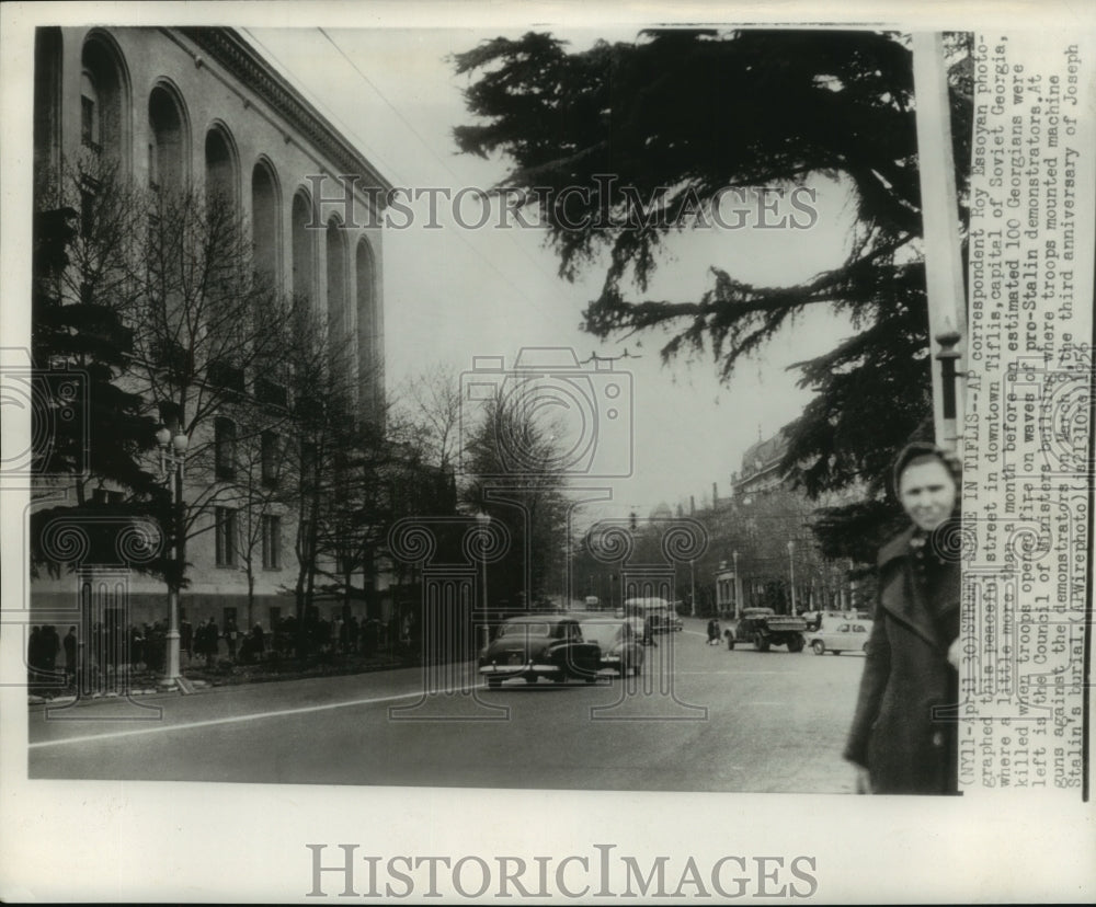 1956 Press Photo Downtown Street in Tiflis, the Capital of Soviet Georgia - Historic Images