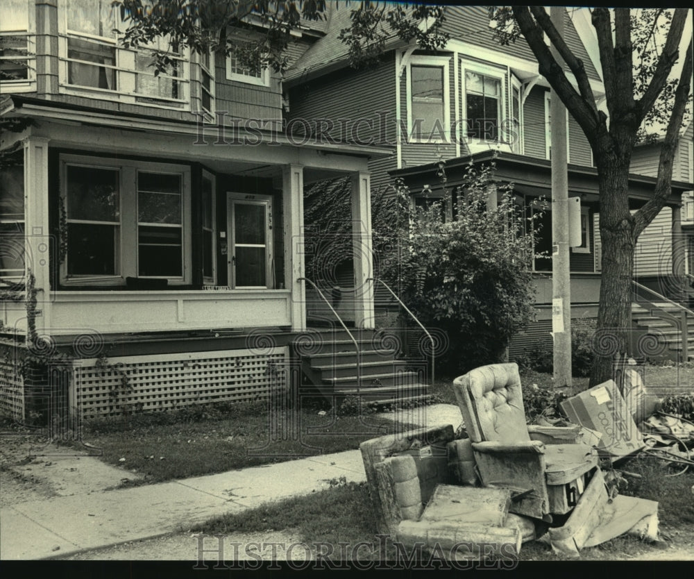 1987 Trash Piled Up Outside of Rental  Building in Madison - Historic Images