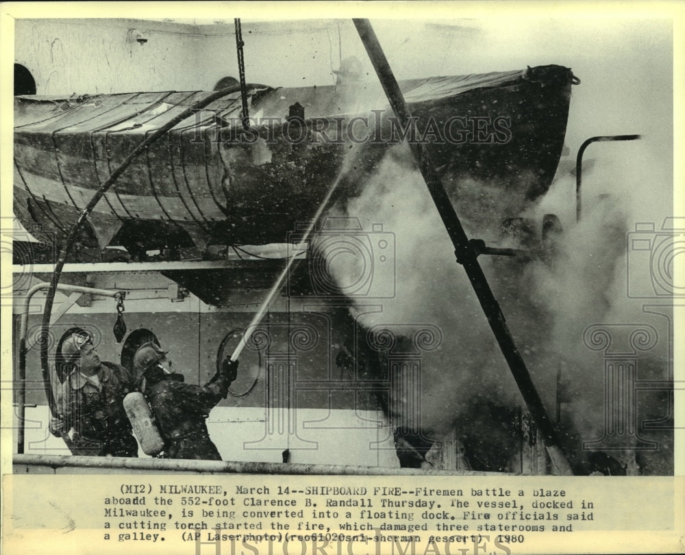 1980 Fire on Clarence B. Randall docked in Milwaukee - Historic Images