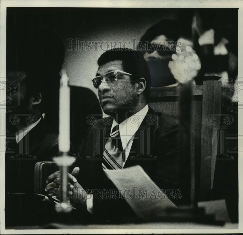 1975, Orville PItts Listens To Scripture At New Hope Baptist Church - Historic Images