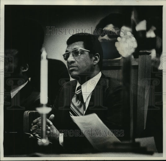 1975, Orville PItts Listens To Scripture At New Hope Baptist Church - Historic Images