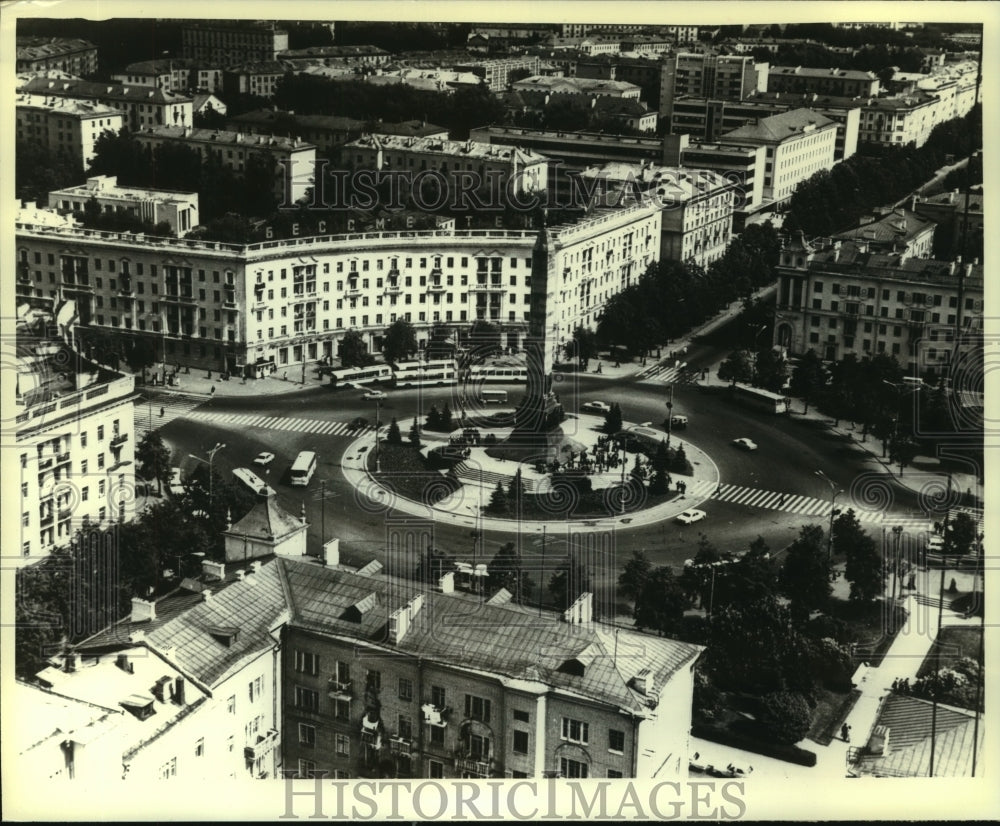 1977, An aerial view of Victory Square in Minsk, Russia - mjc02056 - Historic Images
