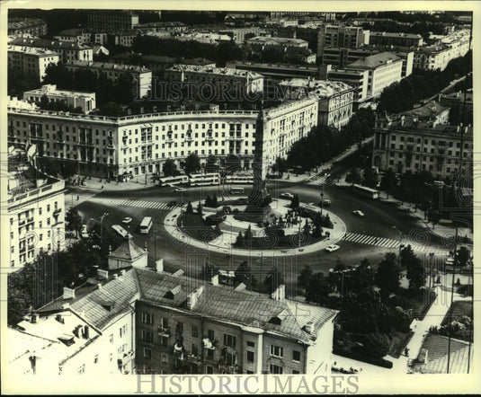1977, An aerial view of Victory Square in Minsk, Russia - mjc02056 - Historic Images