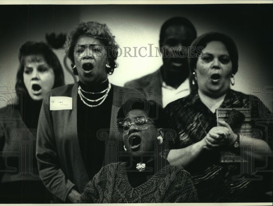 1989, Holy Angel Choir sings at St. Gall's Catholic Church revival - Historic Images