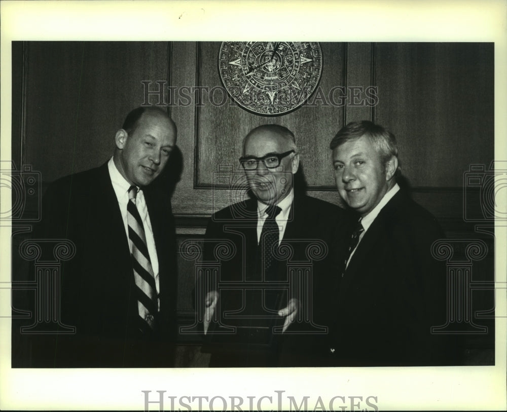 1981, UWM plaque presented to Robert Zigman with others, Wisconsin. - Historic Images