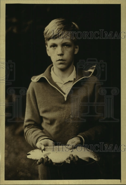 1989 Moscow boy with trout.-Historic Images