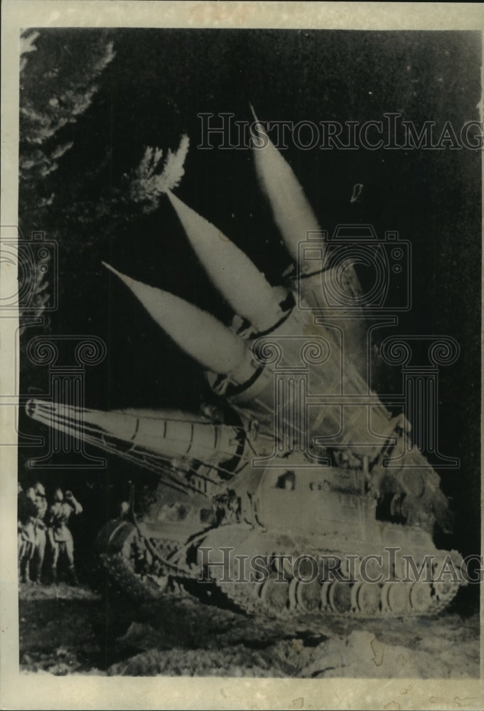 1982, Multiple Exposure of Soviet Army Rocket Mounted on Vehicle - Historic Images