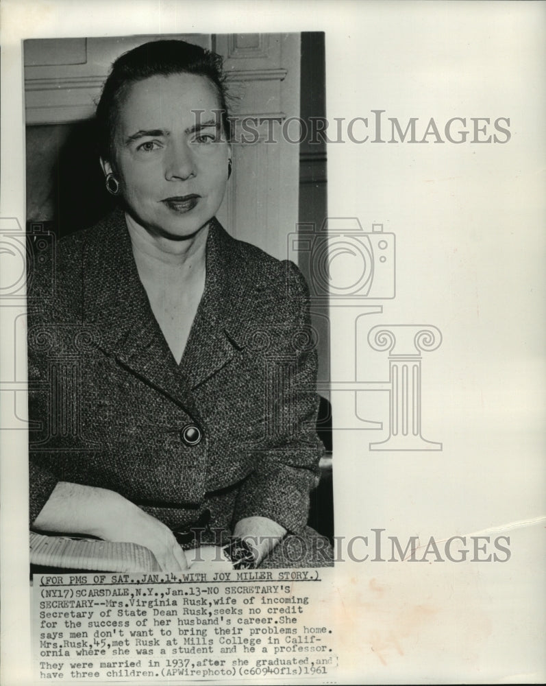 1961, Virginia Rusk, Wife Of Secretary Of State Dean Rusk - mjc02691 - Historic Images