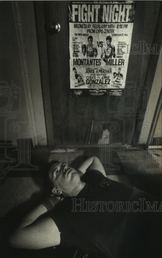 1994 Peanuts Porter on gym's linoleum floor at the Ace Boxing Club - Historic Images