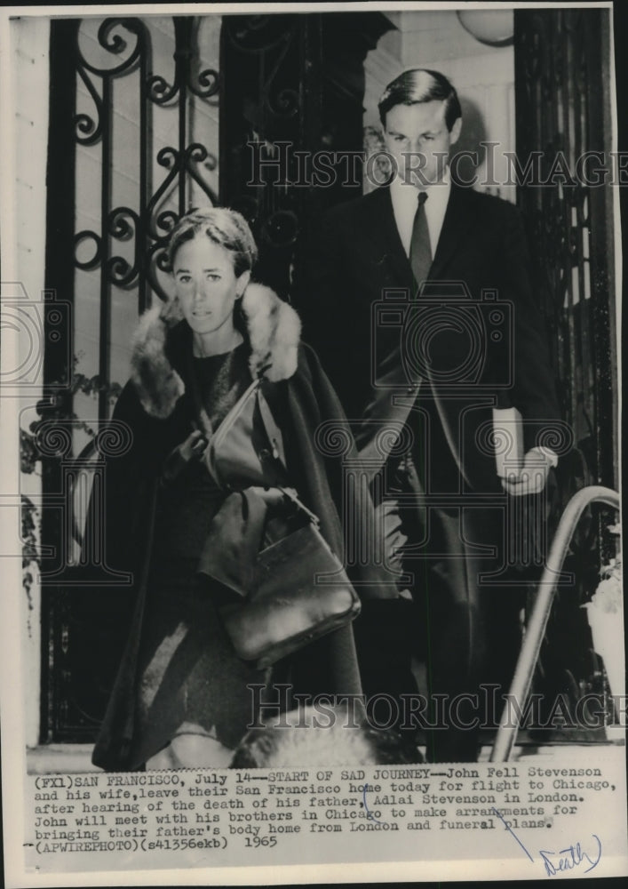 1965 Press Photo John Fell Steventon and his wife leave their San Francisco home - Historic Images