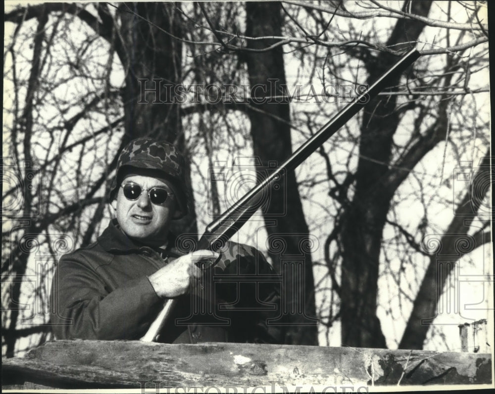 1981, Adlai Stevenson III Holds Double-Barreled Shotgun While Hunting - Historic Images