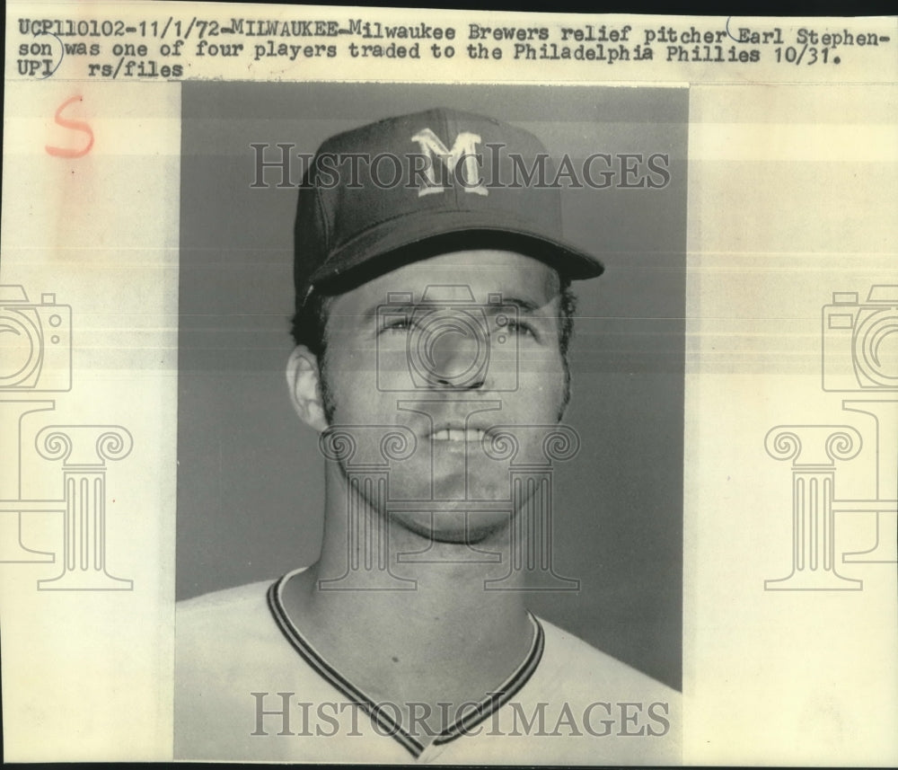 1972 Press Photo Milwaukee Brewers relief pitcher Earl Stephenson - mjc03099 - Historic Images