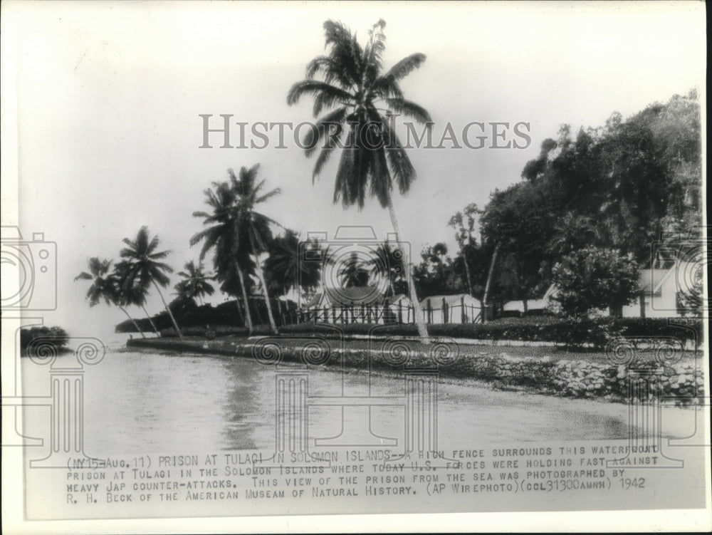 1942, Waterfront prison at Tulagi in the Solomon Islands - mjc03218 - Historic Images