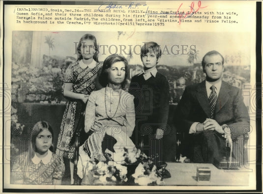 1975, King Juan Carlos of Spain with His Wife and Children - Historic Images