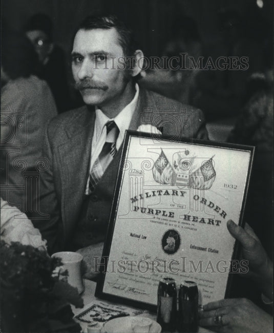 1983, Lewis Tyler, Police Sergeant, Receiving Award - mjc03376 - Historic Images