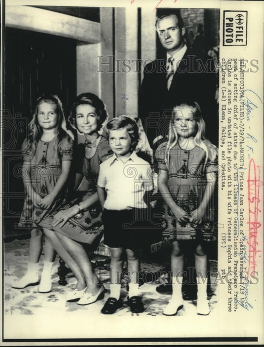 1974, Prince Juan Carlos of Spain with His Wife and Children - Historic Images