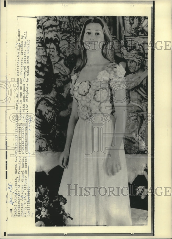 1972 Press Photo Maria del Carmen Martinez-Bordiu, to wed Prince Alfonso - Historic Images