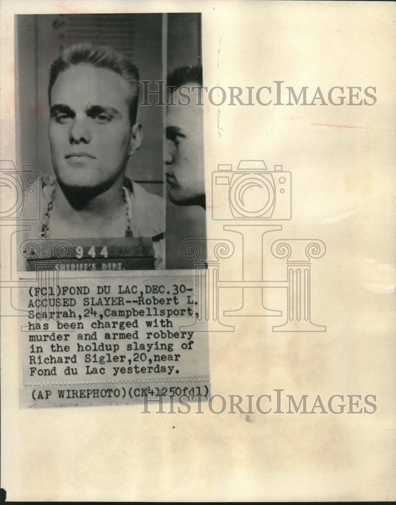1964 Press Photo Robert l. Scarrah charged with murder in Fond du Lac, Wisconsin - Historic Images