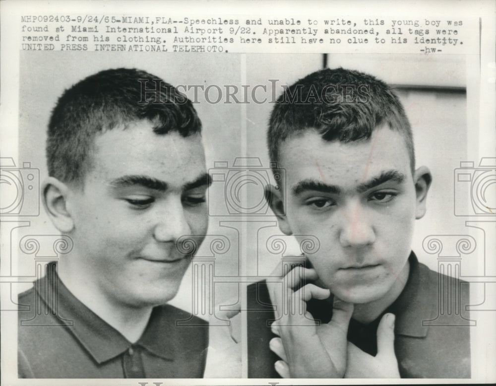 1965 Press Photo Ricky Thorne, abandoned in Miami airport by his parents - Historic Images