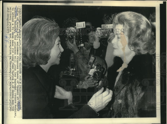 1975, Queen Sofia, Spain (l) with Princess Grace, Monaco, in Madrid. - Historic Images