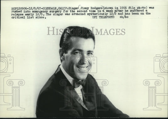 1967 Press Photo Singer Jimmy Rodgers Smiling - mjc03893 - Historic Images