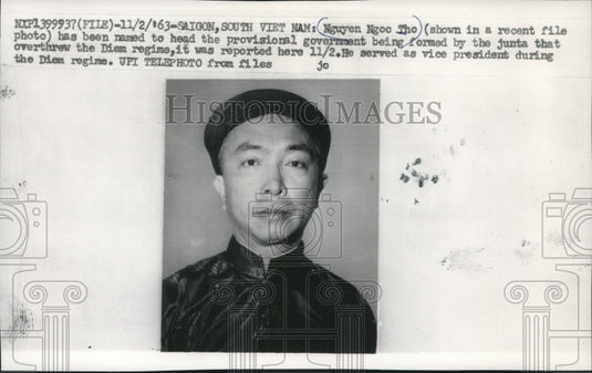 1963 Press Photo Nguyen Ngoc Tho of South Vietnam, head of government - Historic Images