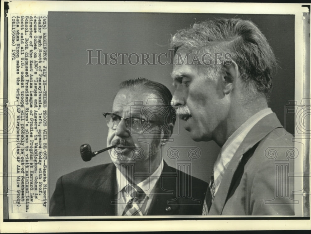 1971 Press Photo Senator Scott of Pennsylvania with Professor Jerome Cohen - Historic Images