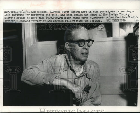 1961, L. Ewing Scott, serving a life sentence for murdering his wife - Historic Images