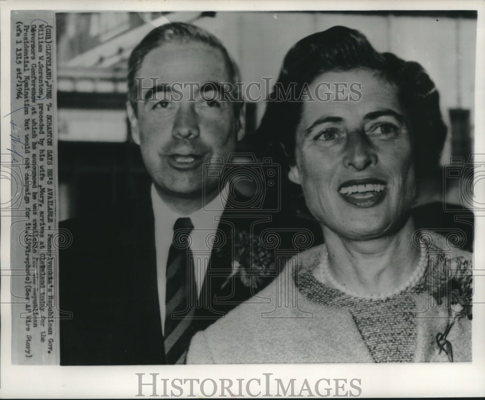 1964 Press Photo Governor William W. Scranton, wife, Mary, Governors Conference - Historic Images