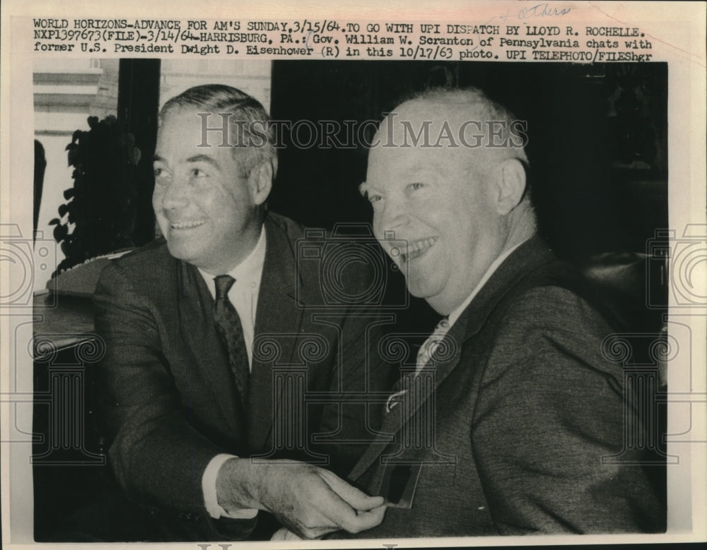 1964 Press Photo Governor William W. Scranton and Former President Eisenhower - Historic Images
