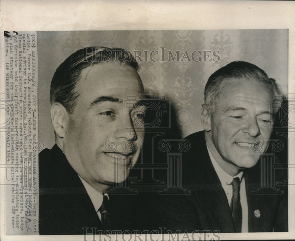 1964 Press Photo Henry Lodge named Governor Scranton&#39;s advisor at convention-Historic Images