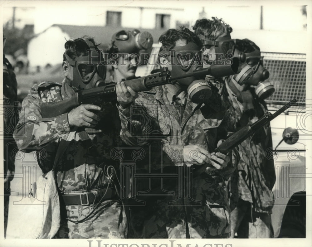 1976, South African Peninsula Riot Squad prepare to fire tear gas - Historic Images