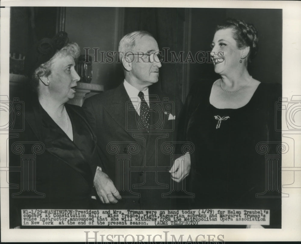 1950 Press Photo Pres and Mrs. Truman were on hand for Helen Traubel&#39;s concert - Historic Images
