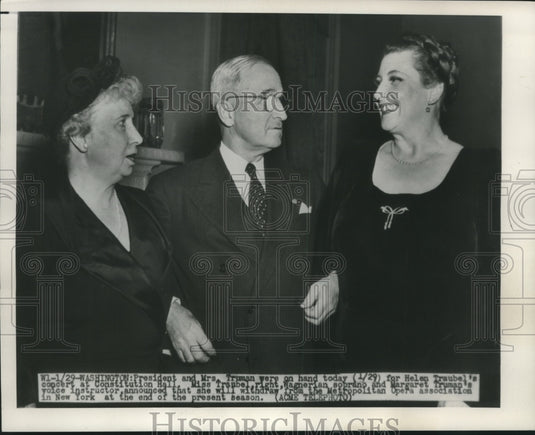 1950 Press Photo Pres and Mrs. Truman were on hand for Helen Traubel's concert - Historic Images