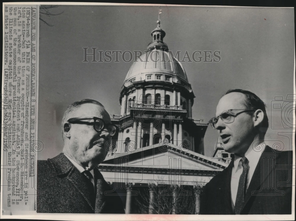 1965, Earl D. Eisenhower With Adlai E. Stevenson III at State Capitol - Historic Images