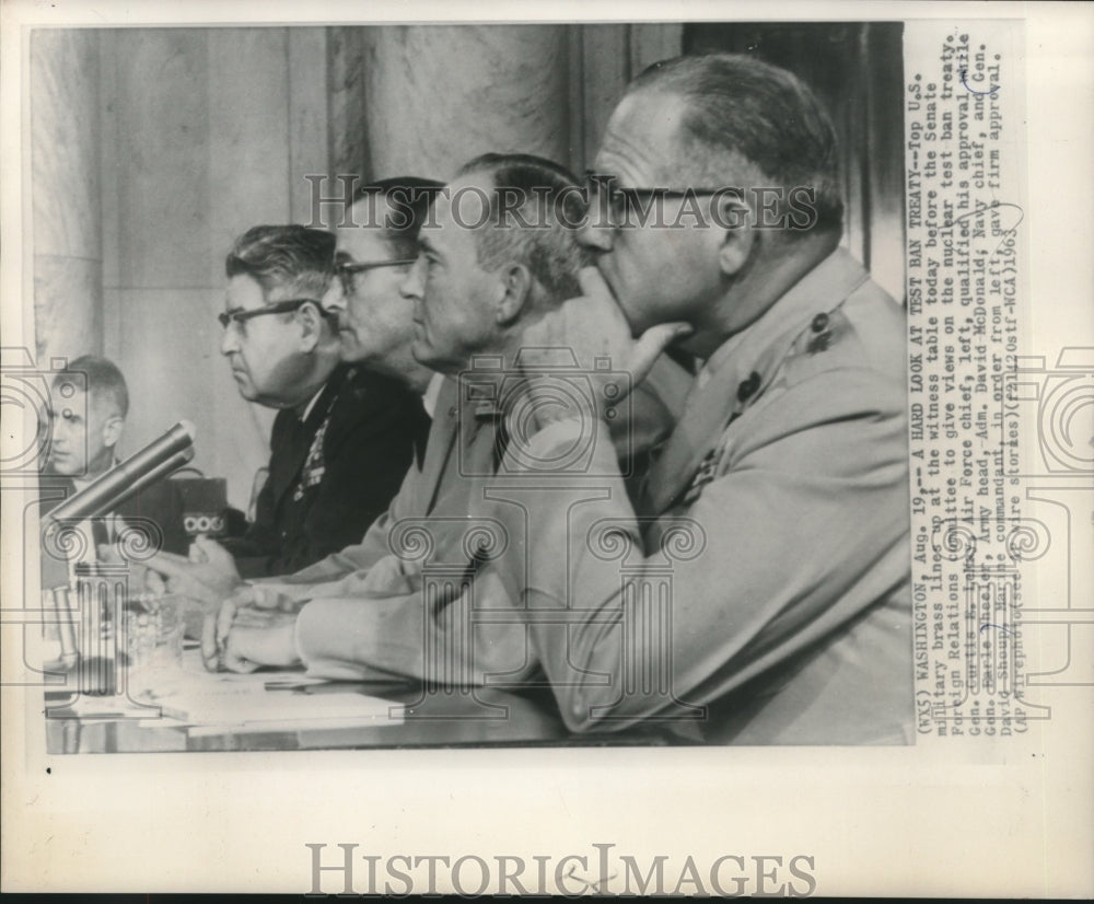 1963, U.S. Military brass at Senate Foreign Relations committee - Historic Images