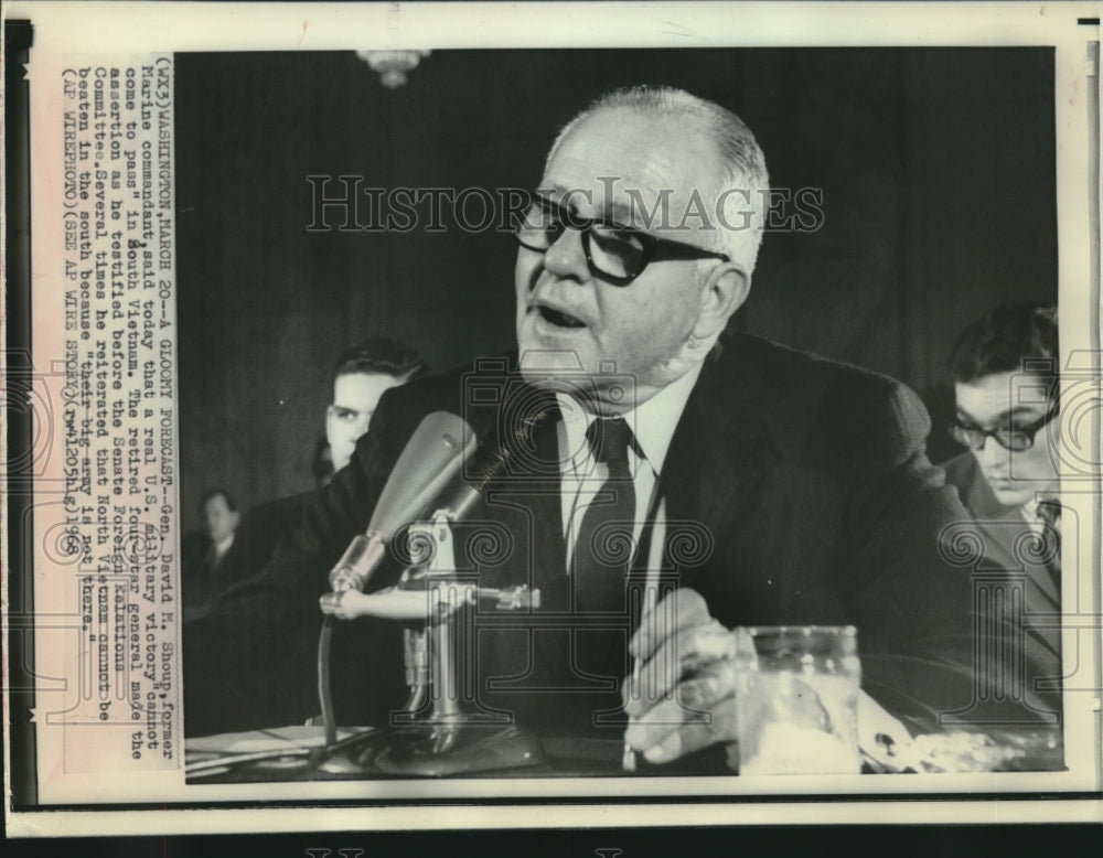 1968 Press Photo General David Shoup at Senate Foreign Relations Committee - Historic Images