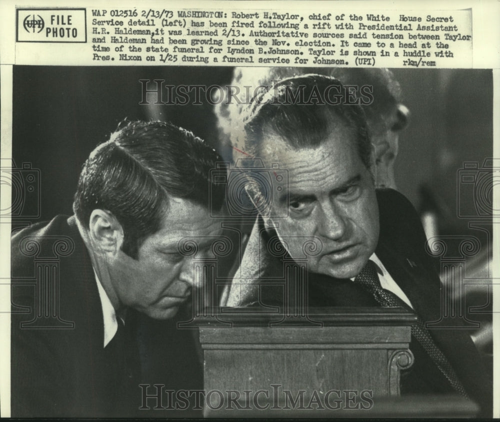 1973 Press Photo Robert H. Taylor of the Secret Service with Pres. Richard Nixon-Historic Images