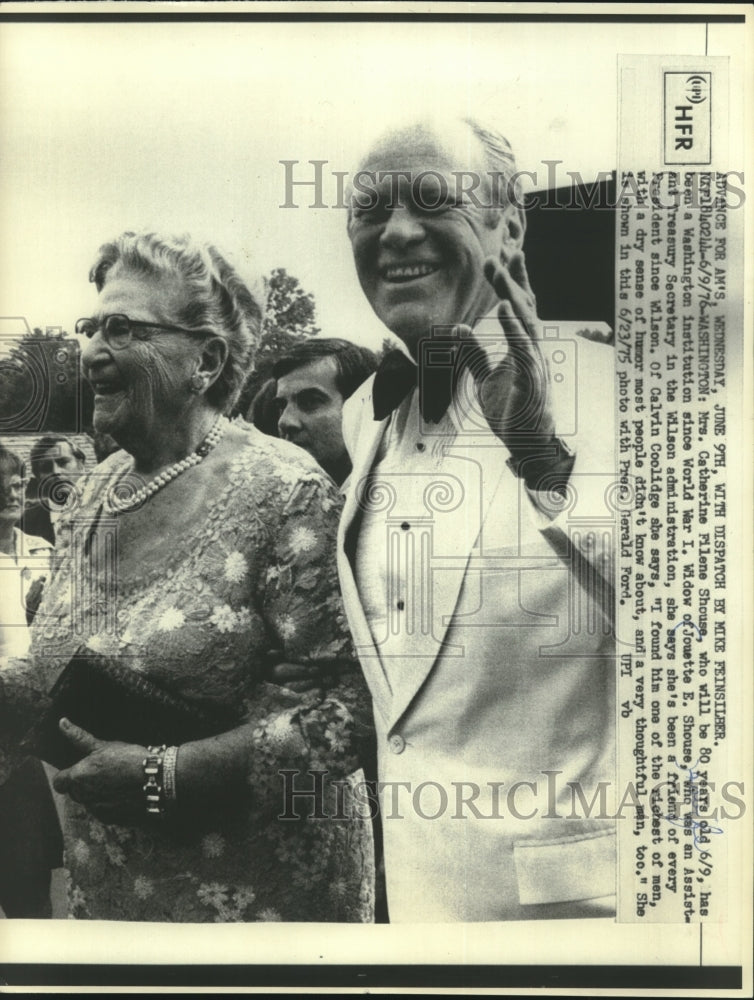 1975, Mrs. Catherine Filene Shouse with President Gerald Ford - Historic Images