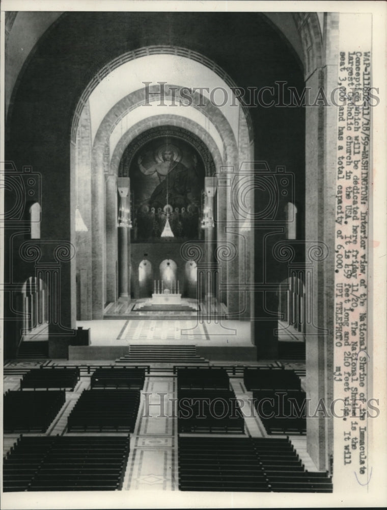 1959 Press Photo Interior view of National Shrine Catholic Church Washington - Historic Images