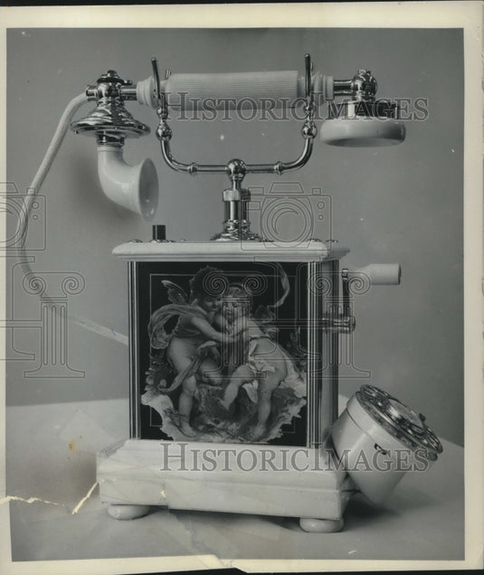 1963 Press Photo Antique cherub decorated phone "Empress of Sweden" New York - Historic Images